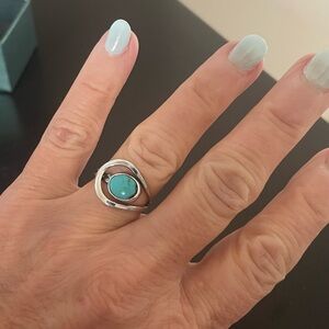 Classic bezel sterling silver turquoise ring